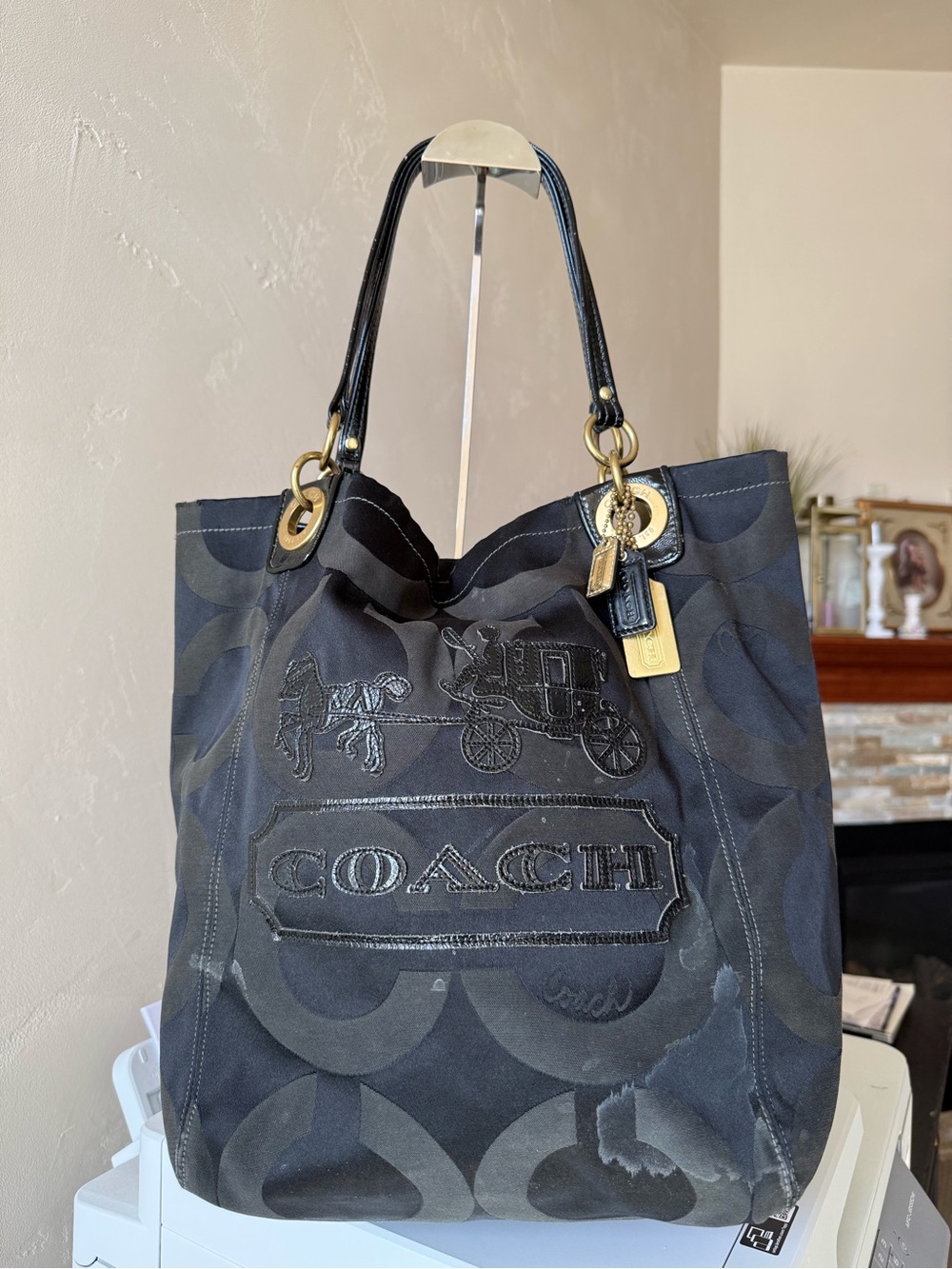 Coach Madison Op Art Black Ex-Large Tote #13001 - Picture 2 of 11